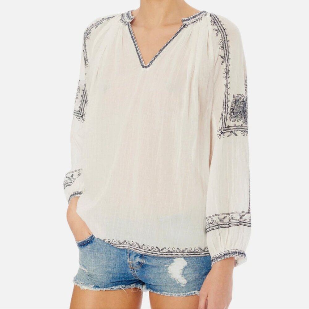 STAR MELA SAMI EMBROIDERED TOP IN NAVY/IVORY BNWT SIZE MEDIUM